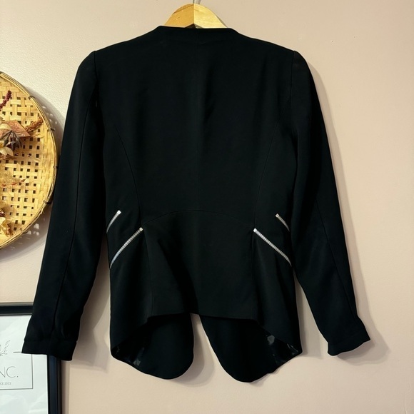 Zara Black Zipper Blazer Women Size L - Picture 11 of 11